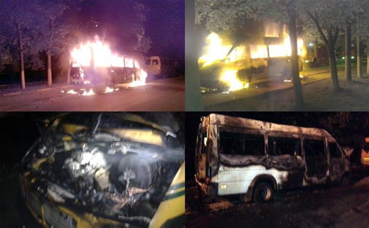 За ночь в Новомосковске сгорели два микроавтобуса