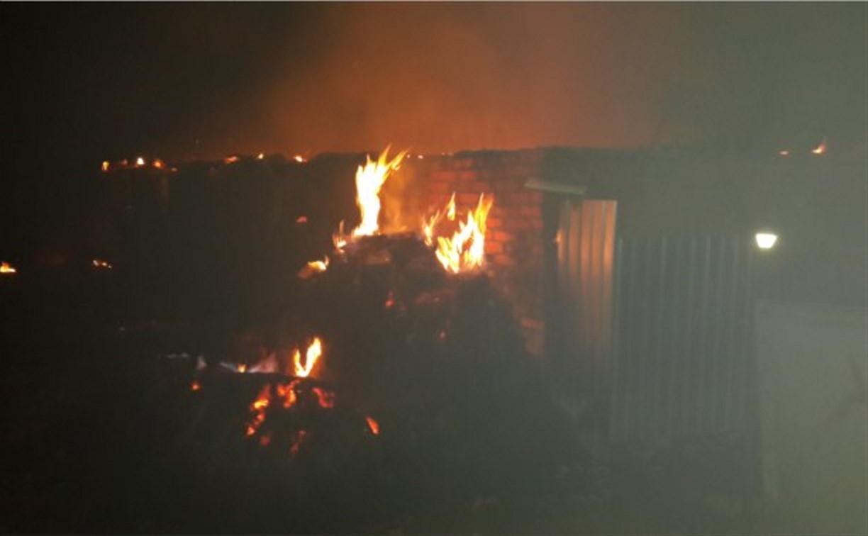 Ночью в Ясногорском районе сгорели сараи и гараж с двумя автомобилями