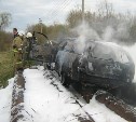 «Мерседес» сгорел после аварии на автодороге в Тульской области