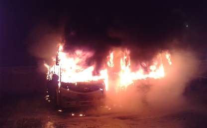 На стоянке в Новомовсковске сгорели два автобуса