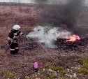 В Ясногорском районе сгорел съехавший в кювет «Рено»