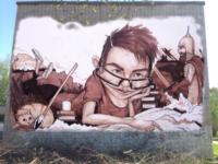Ученье – свет. Граффити на стене школы №17, Тула, ул. Фрунзе, 18. Автор Антон Семёнов (Тула). , Фото: 6